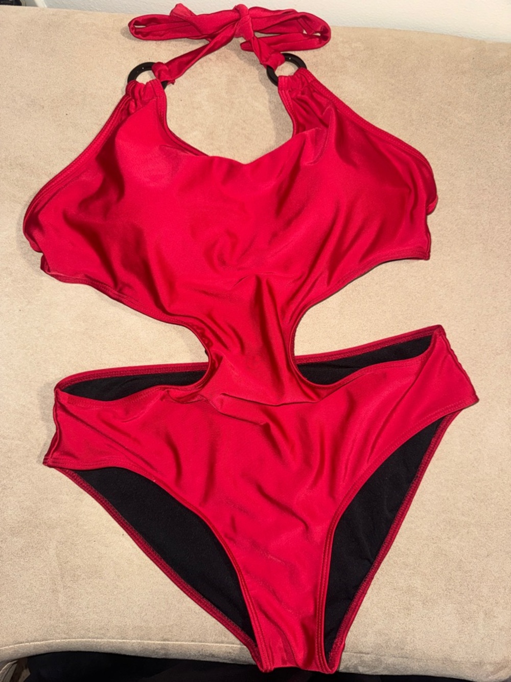 SHEIN Red Cutout One-Piece Swimsuit